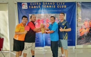 Tampil Dominan, PNS Dinas Kelautan Sumsel Sabet Gelar Juara Tenis Meja PTM CGC
